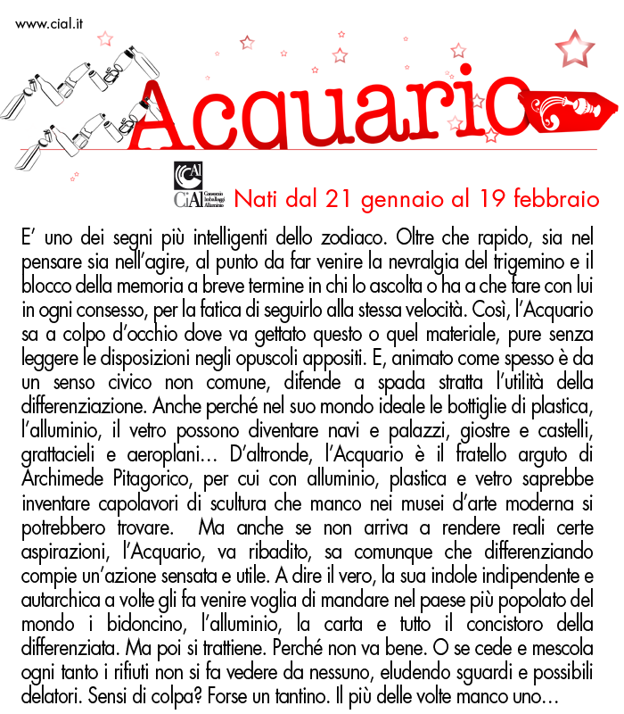 Loroscopo della raccolta differenziata cial Segno zodiacale 21 gennaio