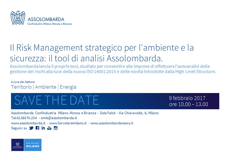 SAVE THE DATE Risk tool Assolombarda 9.2.17