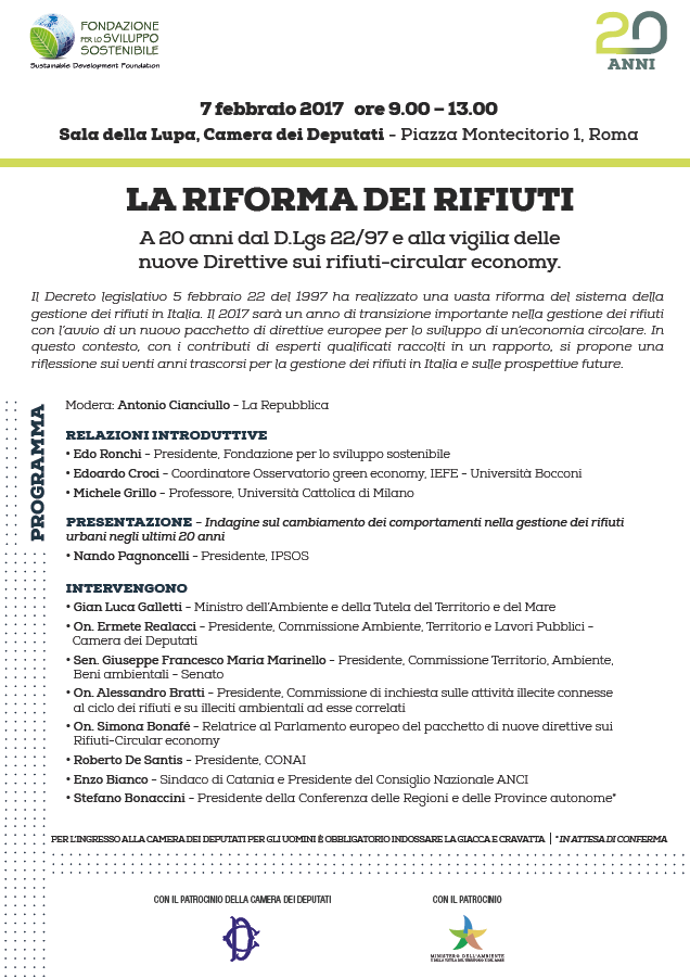 7 febb 2017 - convengno 20 anni decreto ronchi