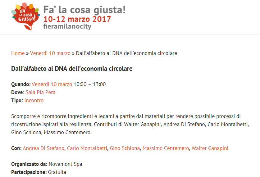 convegno FA LA COSA GIUSTA _ ECONOMIA CIRCOLARE 10 MARZO